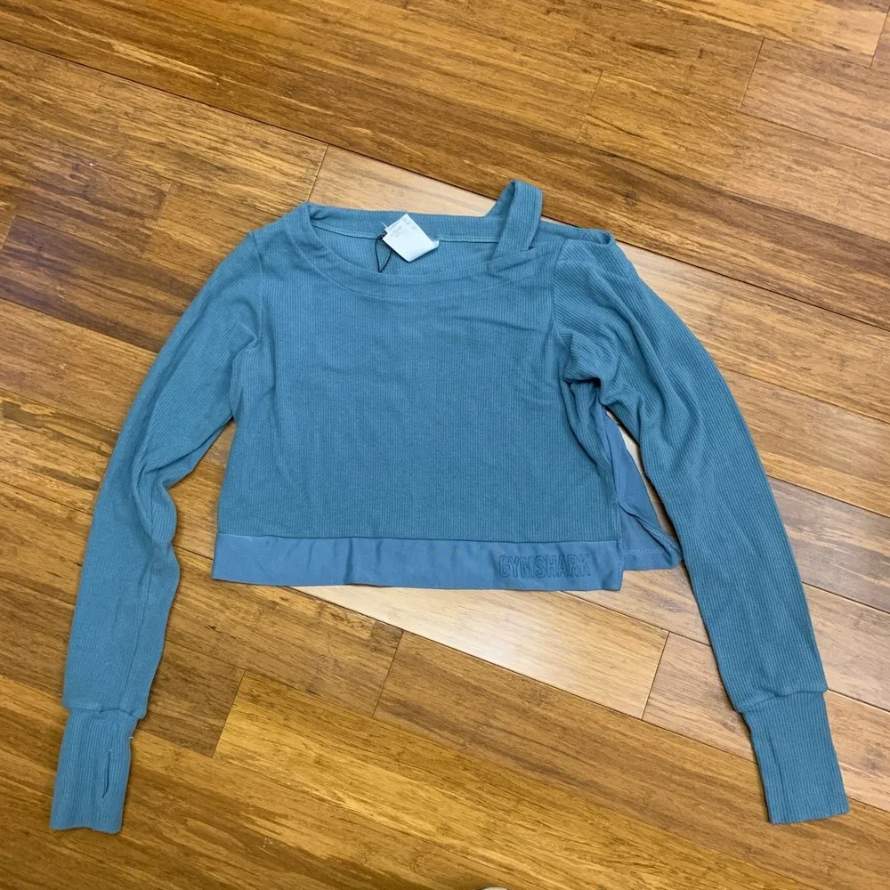 Gymshark Ribbed Long Sleeve Top Womens Size Medium Cutout Thumb Hole Athletic‎